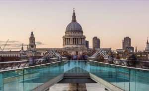 A photograph of a European city from the SIBOS campaign for HSBC by Born + Raised.