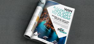 A full page advert from the Ideal Race to Dubai campaign, by Born + Raised.
