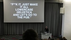 Sheffield Hallam University’s ‘Curated by…’ series speaker Domenic Lippa from Pentagram visited by Born+Raised