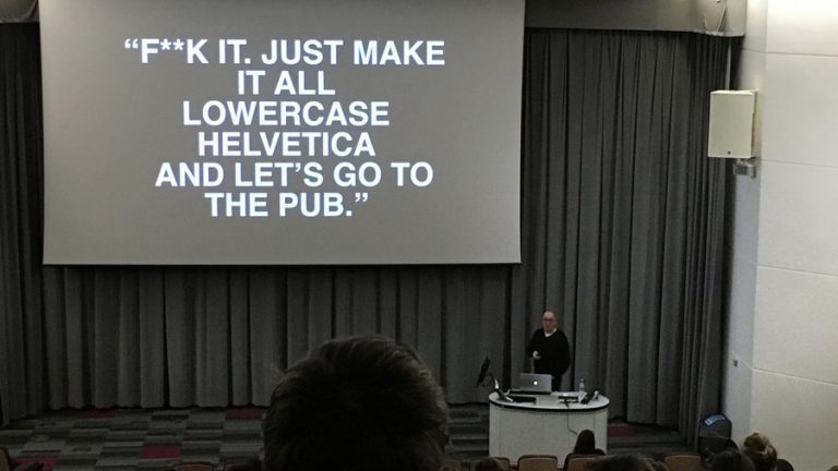 Sheffield Hallam University’s ‘Curated by…’ series speaker Domenic Lippa from Pentagram visited by Born+Raised