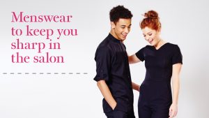 Photo of a male and a female model in La Beeby workwear alongside the sentence