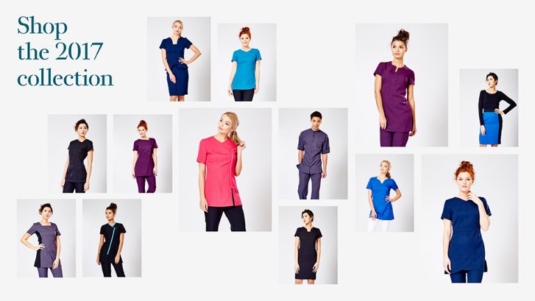 Photos of models wearing La Beeby workwear with the sentence