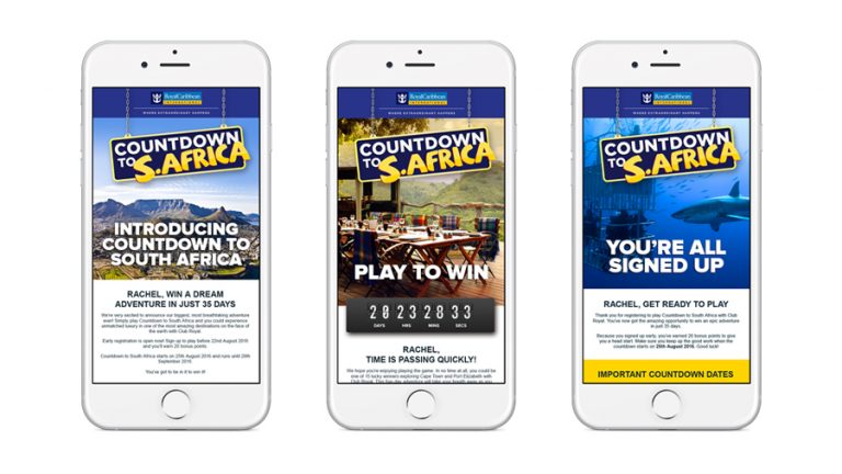 Gamified sales incentive for Royal Caribbean – Countdown to South Africa- by Born and Raised