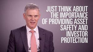 HSBC website body image- featuring John Van Verre- Global Head of Security at HSBC Securities Services- and the sentence: 'Just think about the importance of providing asset safety and investor protection