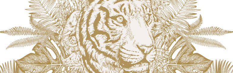 An illustration of a tiger in the jungle