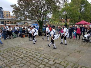Morris dancers performing at Victoria Quays