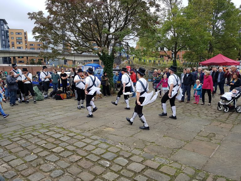 Morris dancers performing at Victoria Quays