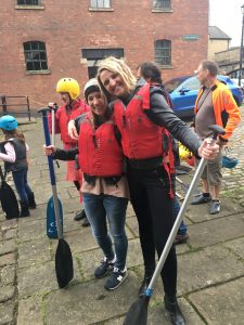 Diana Ross, Creative Artworker and Tamaris Roberts, Office Manager, both of Born and Raised- wearing life jackets and holding oars