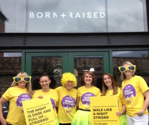 Yvette Weir, Head of Design, Marianne MacKenzie, Account Director, Kirsty Grafton, Designer, Louise Greensmith, Senior Designer, Tamaris Roberts, Office Manager - ready to do the St.Luke's Night Strider walk