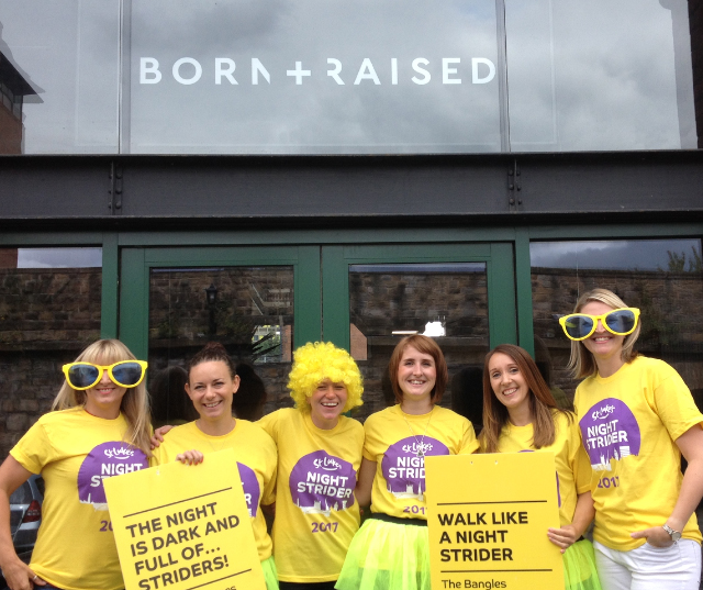 Yvette Weir, Head of Design, Marianne MacKenzie, Account Director, Kirsty Grafton, Designer, Louise Greensmith, Senior Designer, Tamaris Roberts, Office Manager - ready to do the St.Luke's Night Strider walk