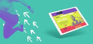 Air Unltd brightly coloured website on an ipad