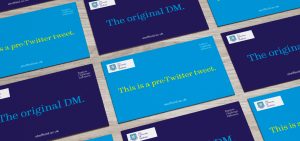The University of Sheffield individual postcards reading 'The original DM' or 'This is a pre-twitter tweet'