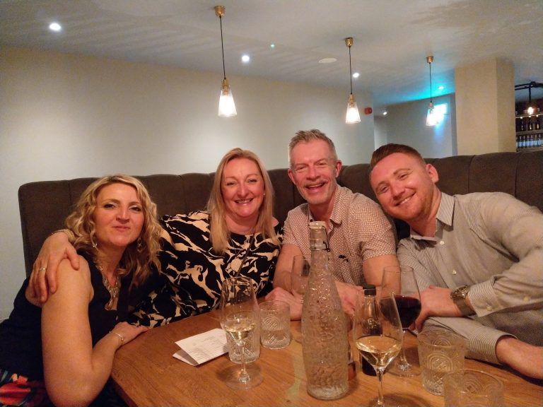 Tamaris Roberts, Office manager, Claire Harper, Company Accountant, Steve Doyle, Head of Copy and Andrew Loades, Client Relationship Manager, all of Born and Raised, Celebrating in Chester