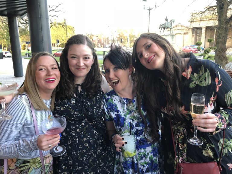 Marianne MacKenzie, Account Director, Helen Stavri, Strategist, Charlotte Hil, Client Services Director and Tanya Addy, Marketing Manager, celebrating in Chester