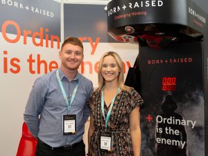 Andy Loades, Client Relationship Manager and Chloe Lowe, Head of Digital at the Born and Raised stand at Ignite 2018