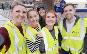 Tamaris Roberts, Chloe Lowe, Grace Anderson, Kirsty Grafton and Tom Lloyd, of Born and Raised ready to clean up