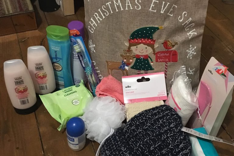 Louise Greensmith, Senior Designer at Born and Raised with the products she bought for the Cardless Christmas project