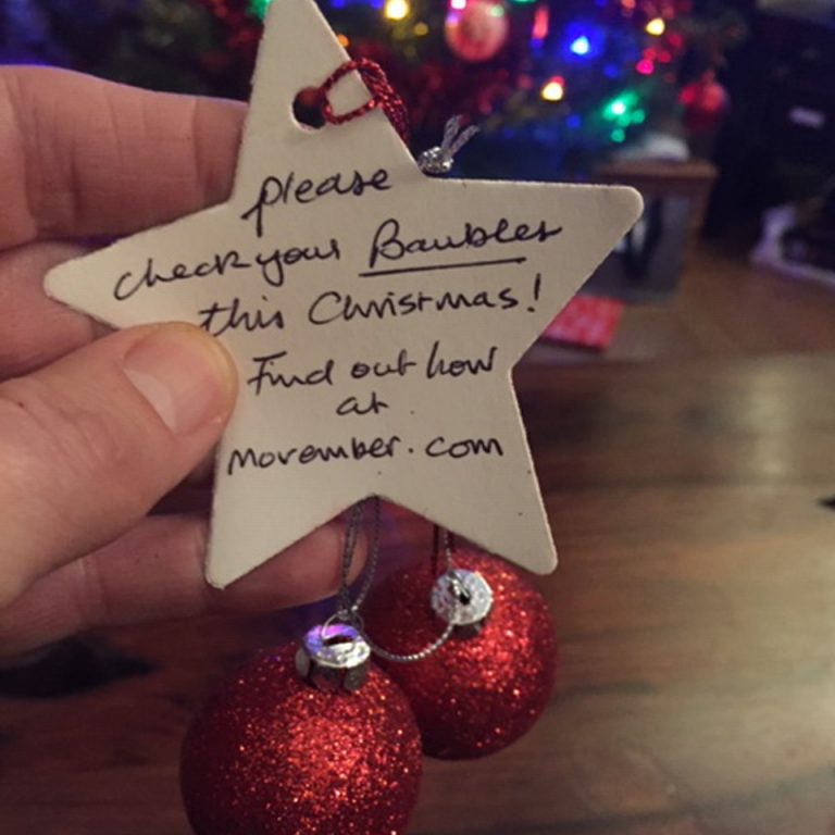 Baubles promoting Movember from Steve Doyle, Head of Copy at Born and Raised